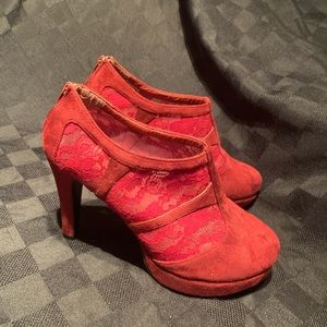 Cherry-red platform heels